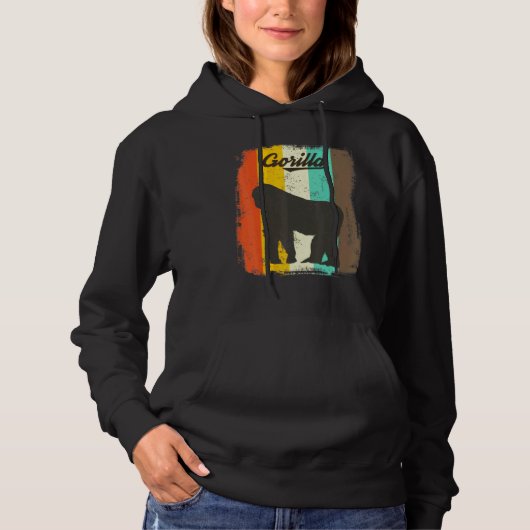 Gorilla Retro 70s Cute Animal Hoodie (Voorkant)