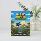 Gorilla, Retro 8-Bit Pixel Art Briefkaart (Staand voorkant)
