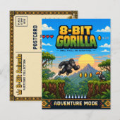 Gorilla, Retro 8-Bit Pixel Art Briefkaart (Voorkant / Achterkant)