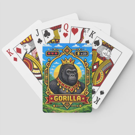 Gorilla Retro 8-Bit Pixel Art Pokerkaarten (Achterkant)