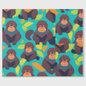 Gorilla Retro Kleurrijk Gepersonaliseerd Patroon Cadeaupapier (Vlak)