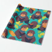 Gorilla Retro Kleurrijk Gepersonaliseerd Patroon Cadeaupapier (Uitgerold)