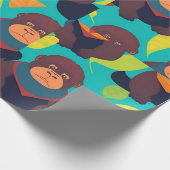 Gorilla Retro Kleurrijk Gepersonaliseerd Patroon Cadeaupapier (Hoek)
