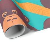 Gorilla Retro Kleurrijk Gepersonaliseerd Patroon Cadeaupapier (Rol Hoek)