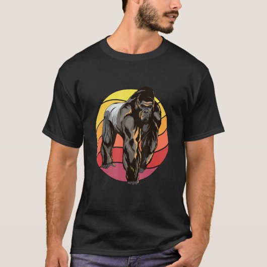 Gorilla Retro Sunset Apes Gorillas T-shirt (Voorkant)