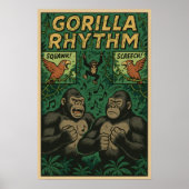 Gorilla Rhythm Oerwoud Comic - Musical Wildlife Poster (Voorkant)