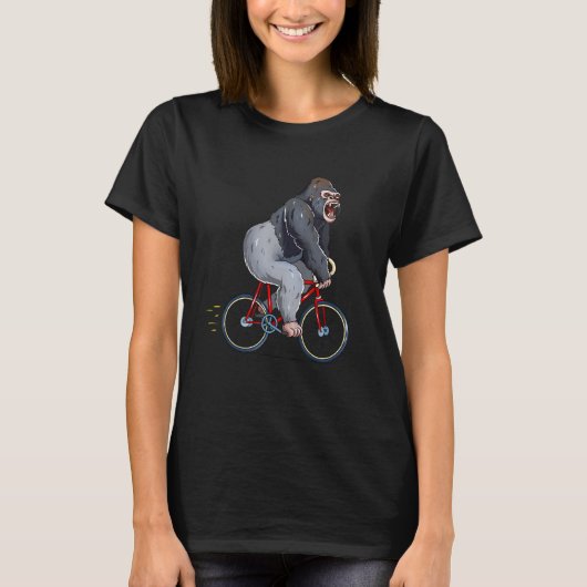 Gorilla Riding Bicycle Cute Biker Cyclist T-shirt (Voorkant)