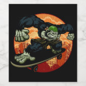 Gorilla rijden op skateboard, Gorilla Monkey Ape S Wijn Etiket (Enkel label)