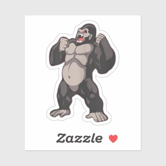 Gorilla Roaring Ape Monkey Sticker (Vel)