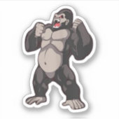 Gorilla Roaring Ape Monkey Sticker (Voorkant)