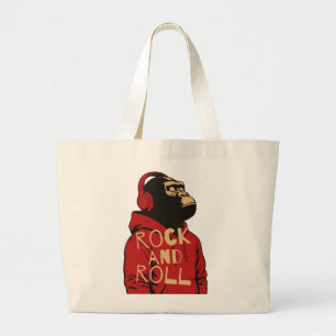 Gorilla Rock And Roll Hoodie Grote Tote Bag