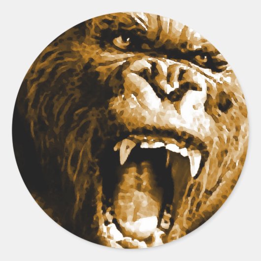 Gorilla Ronde Sticker (Voorkant)