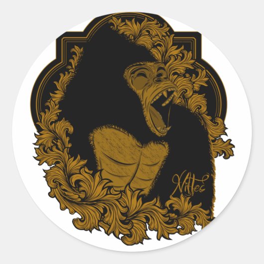 Gorilla Ronde Sticker (Voorkant)