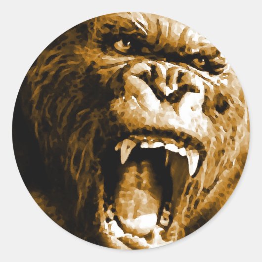 Gorilla Ronde Sticker (Voorkant)