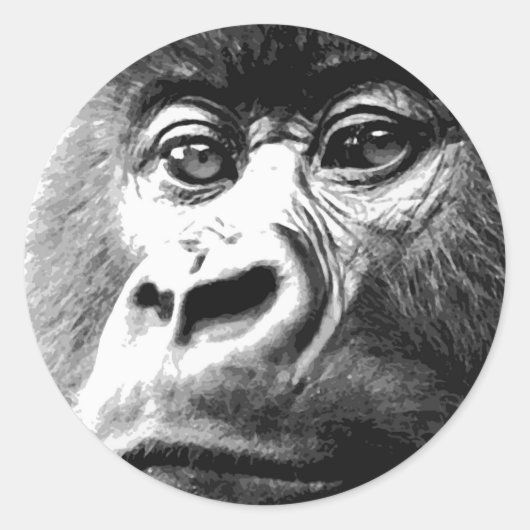 Gorilla Ronde Sticker (Voorkant)