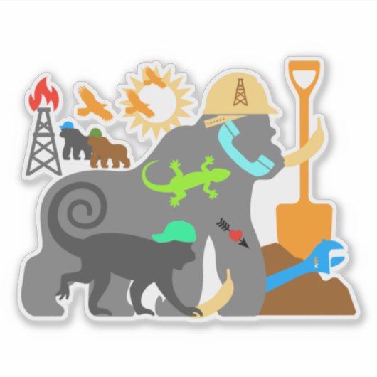 Gorilla’s aan het werk sticker (Voorkant)