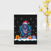 Gorilla Santa Hat Christmas Tree Light Xmas Pajama Kaart (Gele Bloem)