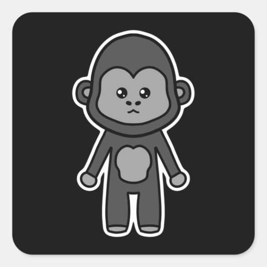 Gorilla schattig en kawaii vierkante sticker (Voorkant)