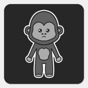 Gorilla schattig en kawaii vierkante sticker