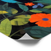 Gorilla schilderij Kleurrijke Bloemen Bladeren Pos Poster (Hoek)