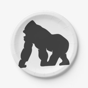 Gorilla silhouet papieren bordje
