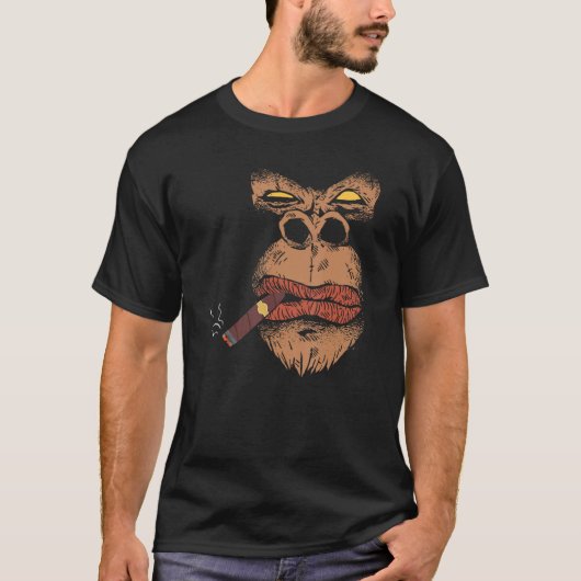Gorilla Smoking Cigar - Funny Cigar Smoker T-shirt (Voorkant)