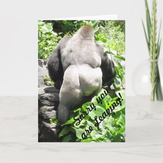 Gorilla 'Sorry dat je weggaat' Wenskaart Kaart (Voorkant)