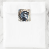 Gorilla Splatter Art Waterverf Portret Pose Vierkante Sticker (Tas)