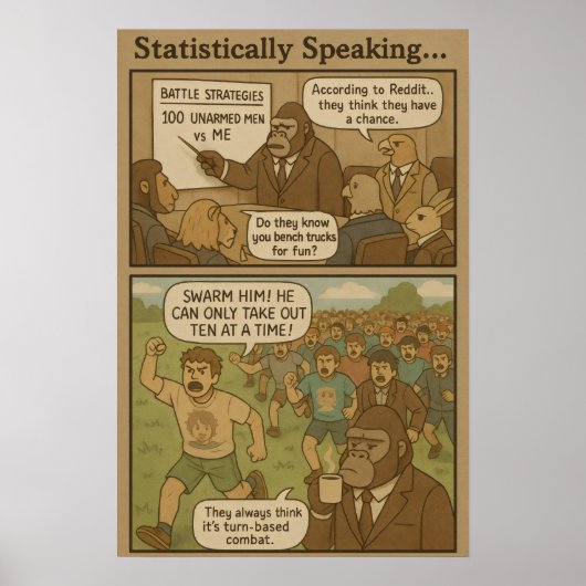 Gorilla Strategy Comic: 100 ongewapende Mannen teg Poster (Voorkant)
