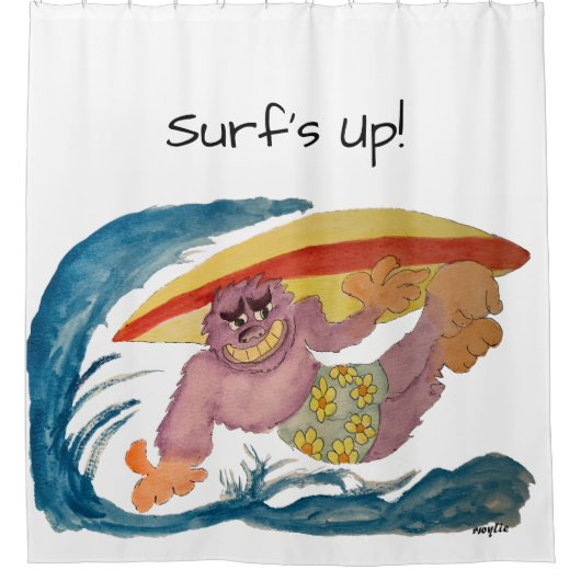 Gorilla Surfer Douchegordijn (Voorkant)