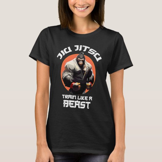 Gorilla Train like a Beast Jiu Jitsu BJJ Grappling T-shirt (Voorkant)