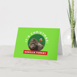 Gorilla Turkey Kerstmis Dinner Pun Feestdagen Kaart