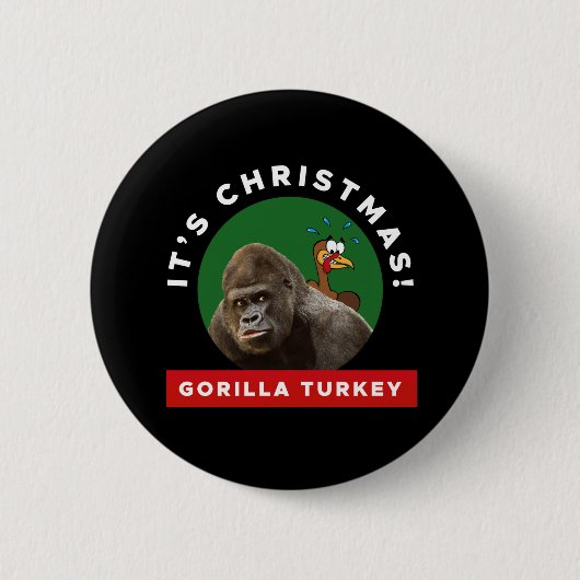 Gorilla Turkey Kerstmis Ronde Button 5,7 Cm (Voorkant)