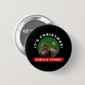 Gorilla Turkey Kerstmis Ronde Button 5,7 Cm (Voorkant /achterkant)