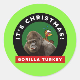 Gorilla Turkey Kerstmis Ronde Sticker
