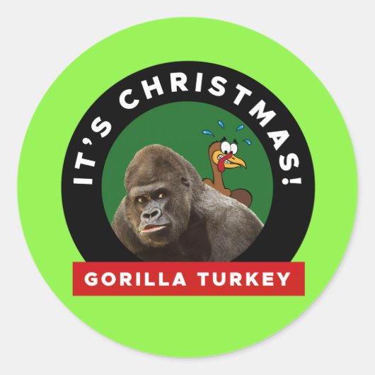 Gorilla Turkey Kerstmis Ronde Sticker (Voorkant)