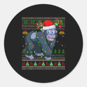 Gorilla Ugly Christmas Sweaters Holiday Santa Cute Ronde Sticker (Voorkant)