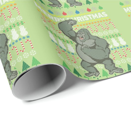 Gorilla Ugly KerstSweater Wildlife Series Cadeaupapier (Rol Hoek)