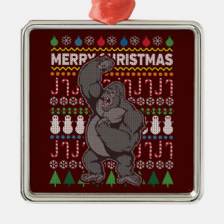 Gorilla Ugly KerstSweater Wildlife Series Metalen Ornament