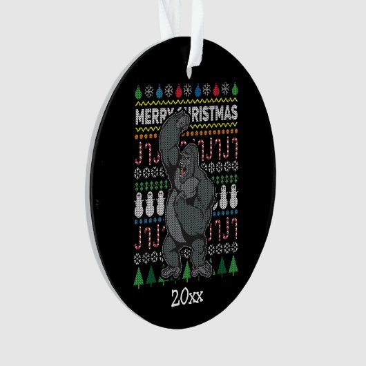 Gorilla Ugly KerstSweater Wildlife Series Ornament (voorkant)