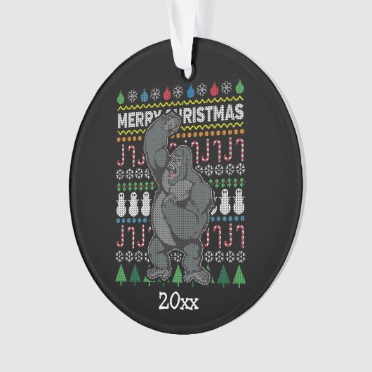 Gorilla Ugly KerstSweater Wildlife Series Ornament (voorkant)