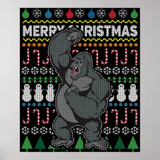 Gorilla Ugly KerstSweater Wildlife Series Poster (Voorkant)