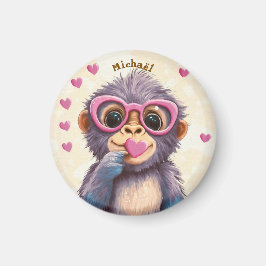 Gorilla Valentijnsdag Hart Badge - Kinderen School Magneet