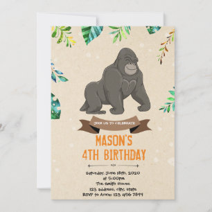 Gorilla verjaardagsdouche uitnodiging