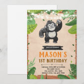 Gorilla verjaardagsuitnodiging kaart (Voorkant / Achterkant)