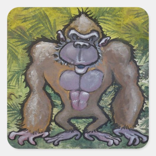 Gorilla Vierkante Sticker (Voorkant)