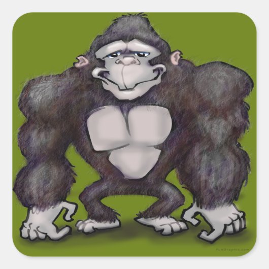 Gorilla Vierkante Sticker (Voorkant)