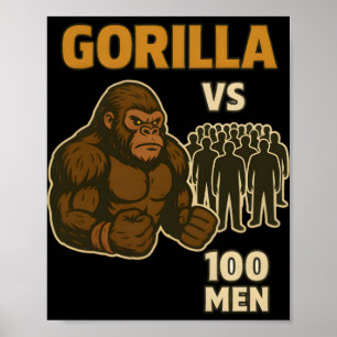 Gorilla vs 100 mannen epische strijd poster