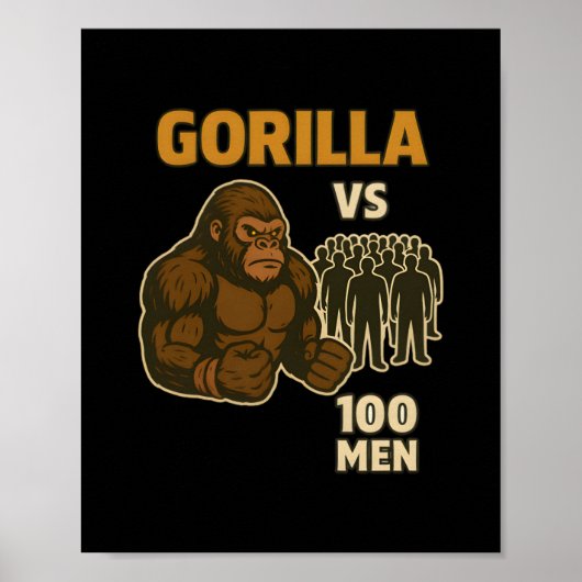 Gorilla vs 100 mannen epische strijd poster (Voorkant)