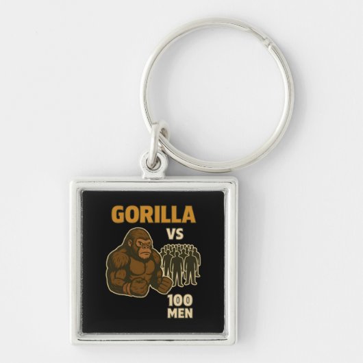 Gorilla vs 100 mannen epische strijd sleutelhanger (Voorkant)